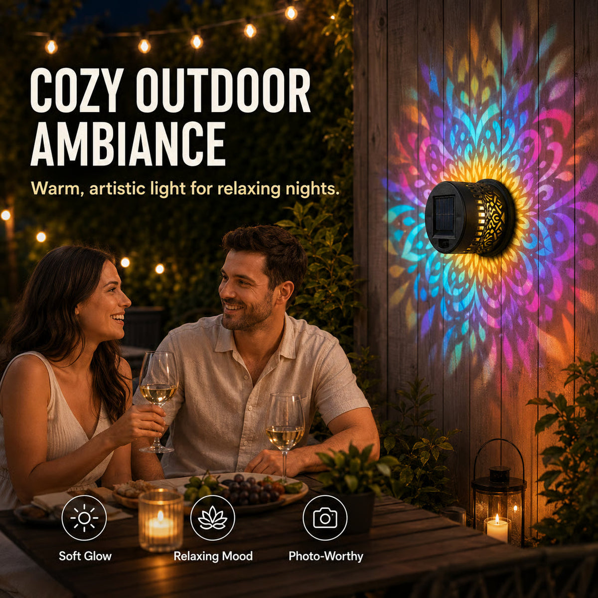 Product photo of solar mandala wall light