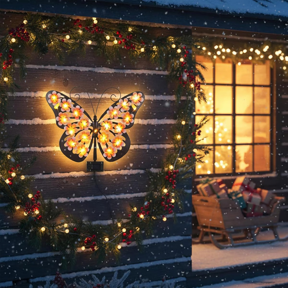 Product photo of solar butterfly wall light