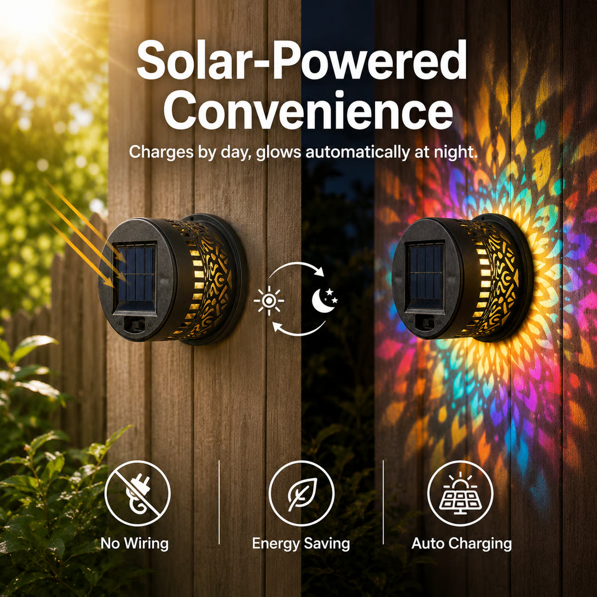 Product photo of solar mandala wall light