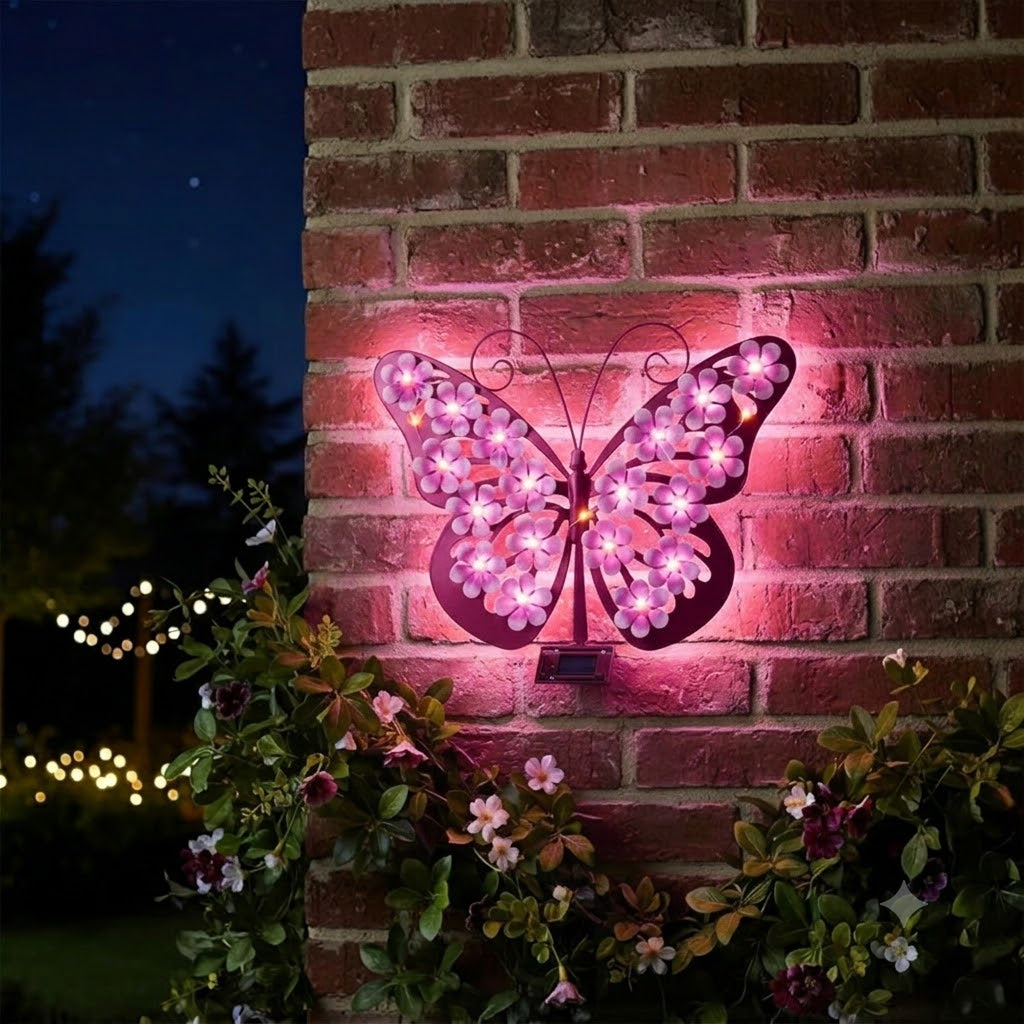 Product photo of solar butterfly wall light