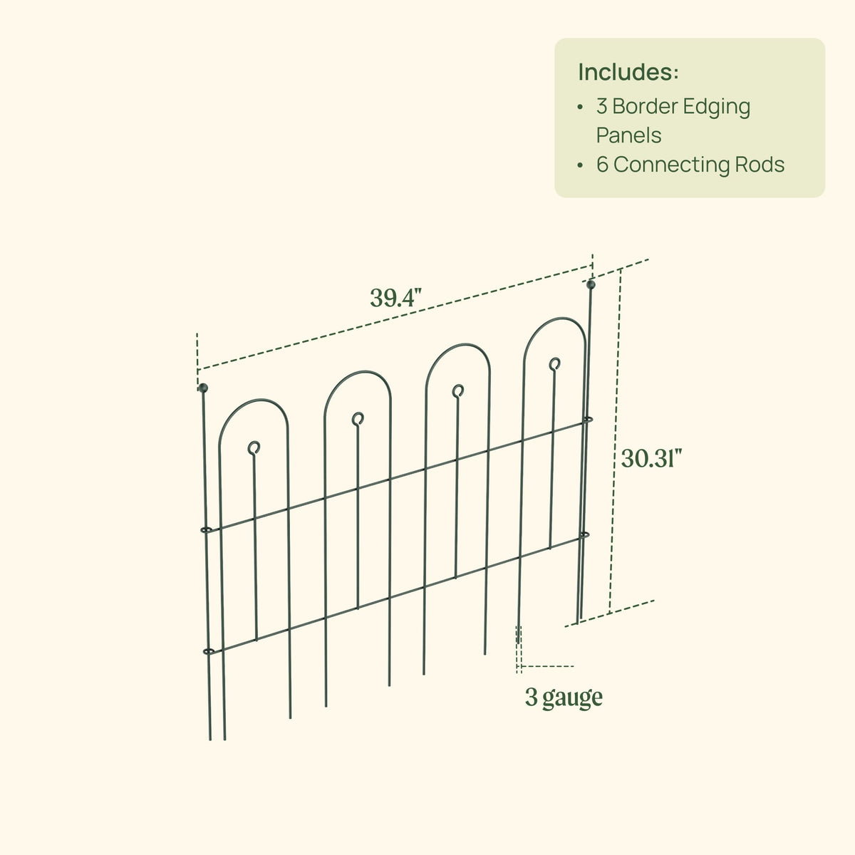 Garden Border Edging Fence, 3 Pack