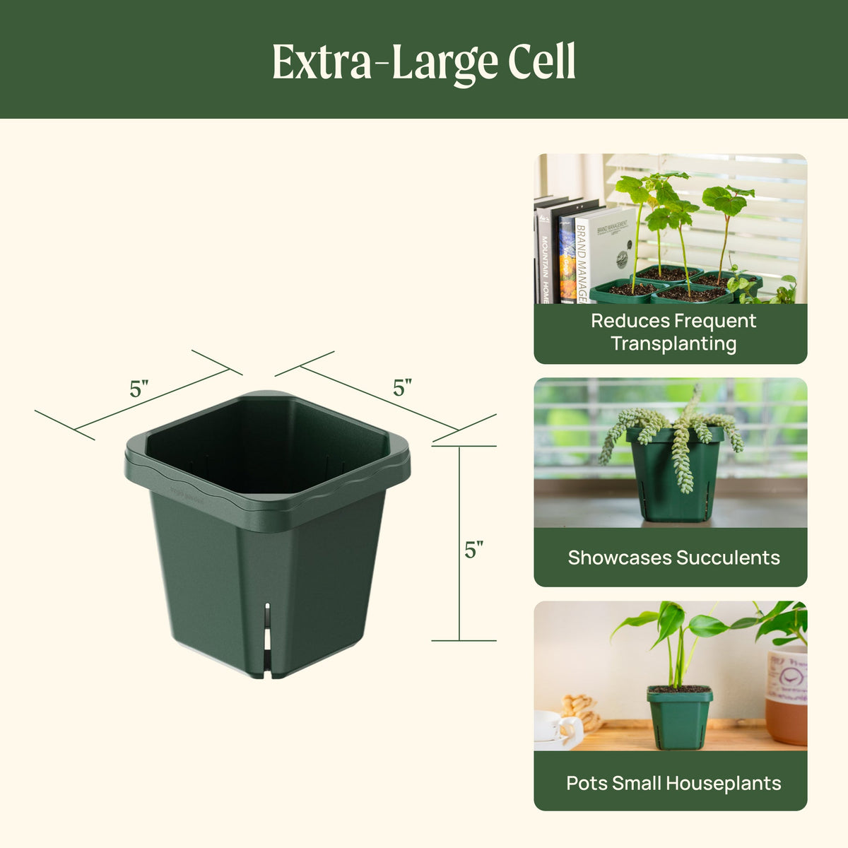 Seedling Pots, 5 x 5 Inches, 4 Pack