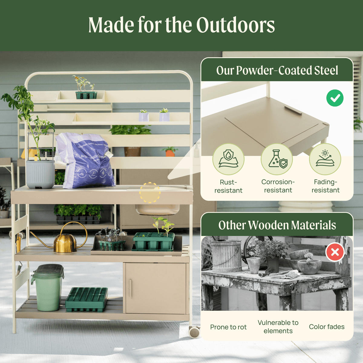 Product photo of outdoor potting bench