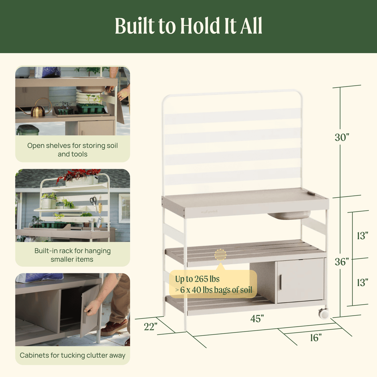 Product photo of outdoor potting bench