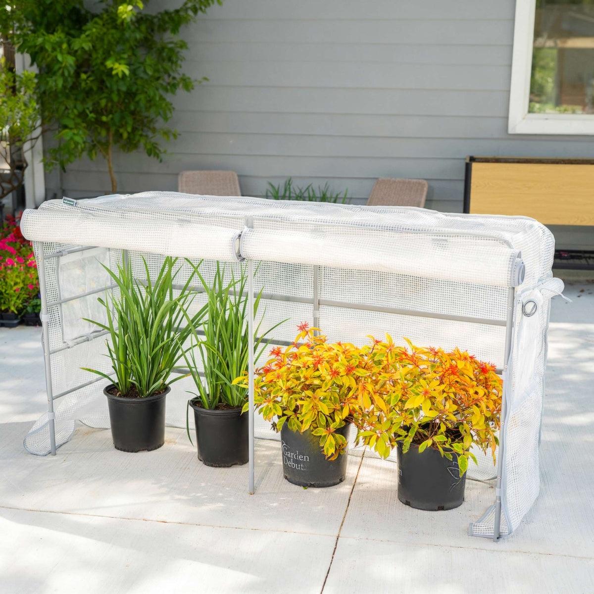 Product photo of frost cover and trellis for elevated beds