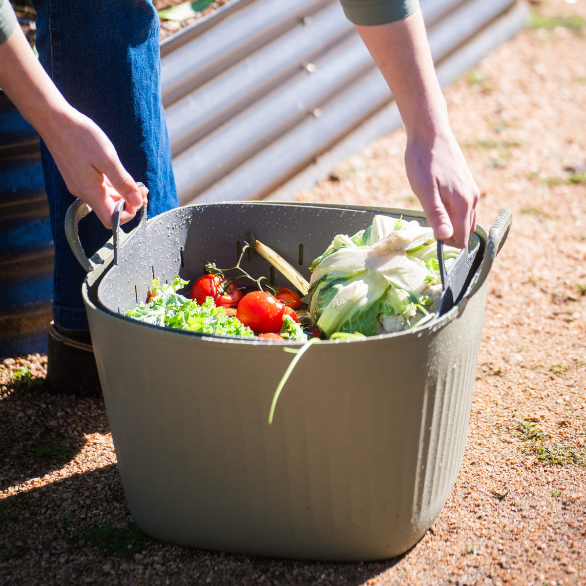 Product photo of 8-gallon garden tub, strainer and lid kit
