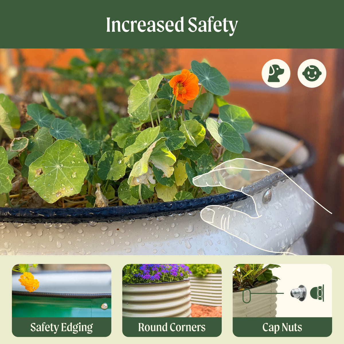 Product photo of four 32-inch modular metal raised beds