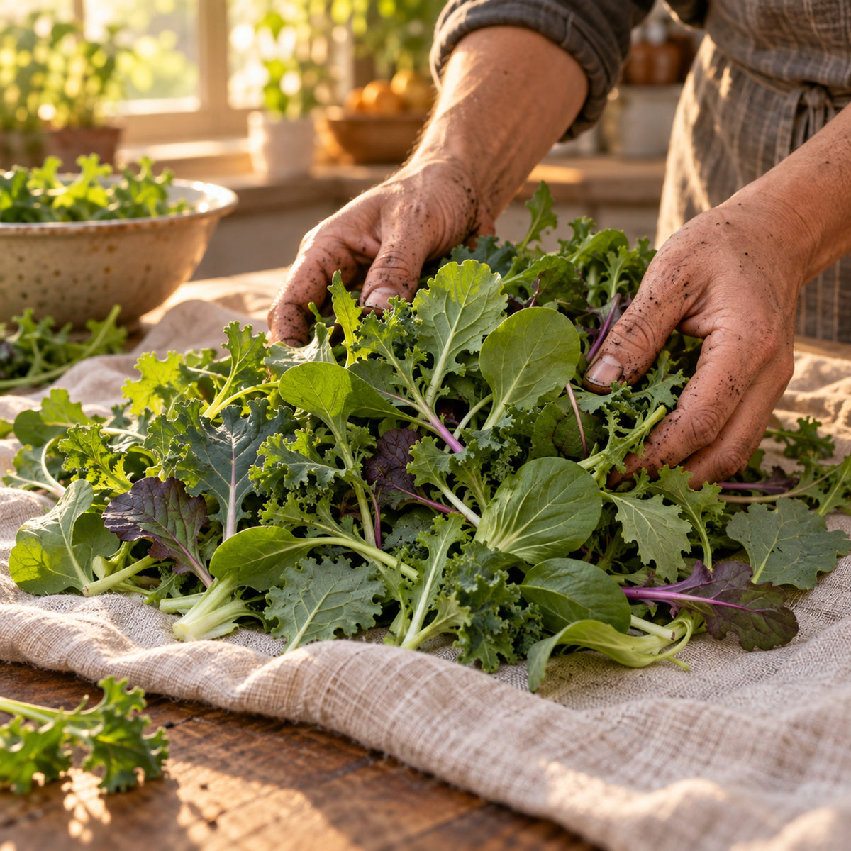 Baby Greens Garden Mix Seeds harvest up close