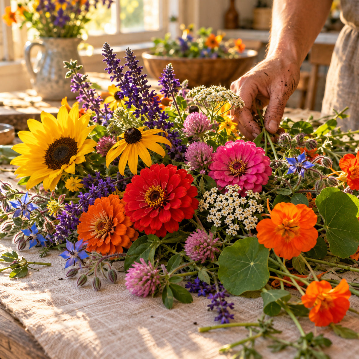 Bee Friendly Flower Mix Seeds harvest up close