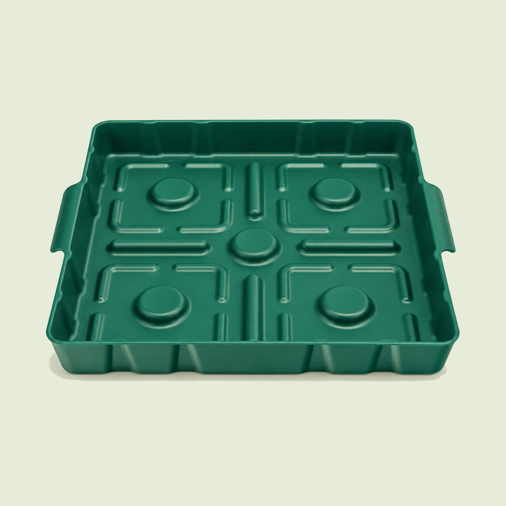 Bottom Watering Tray, 10 x 10 Inches on a soft green background