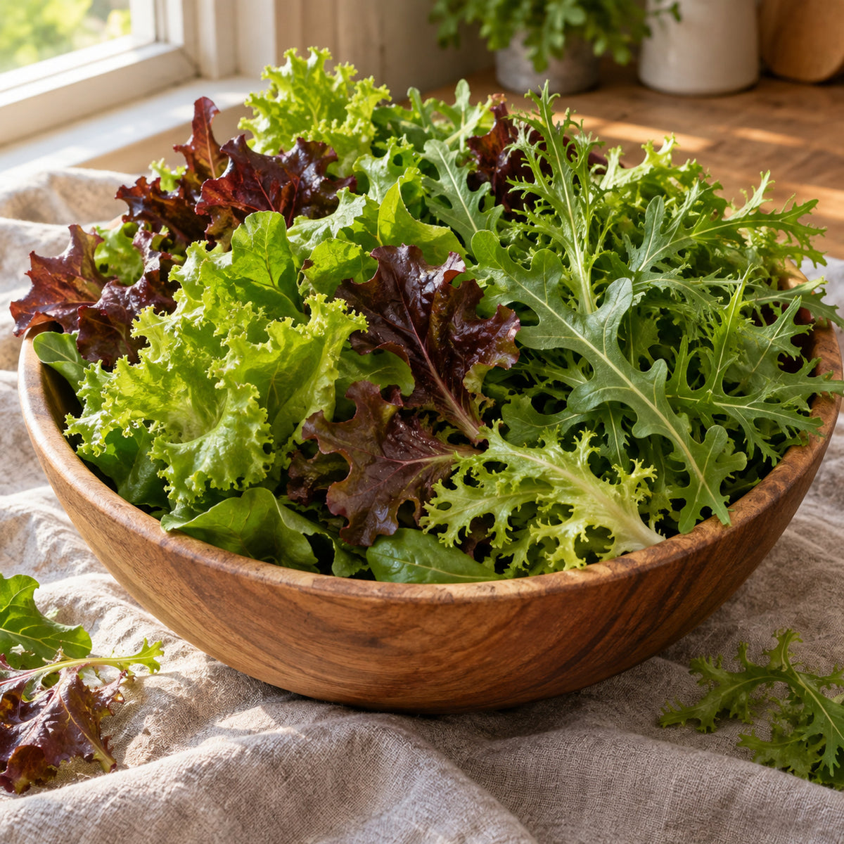 Chef's Choice Mesclun Greens Seeds harvest up close