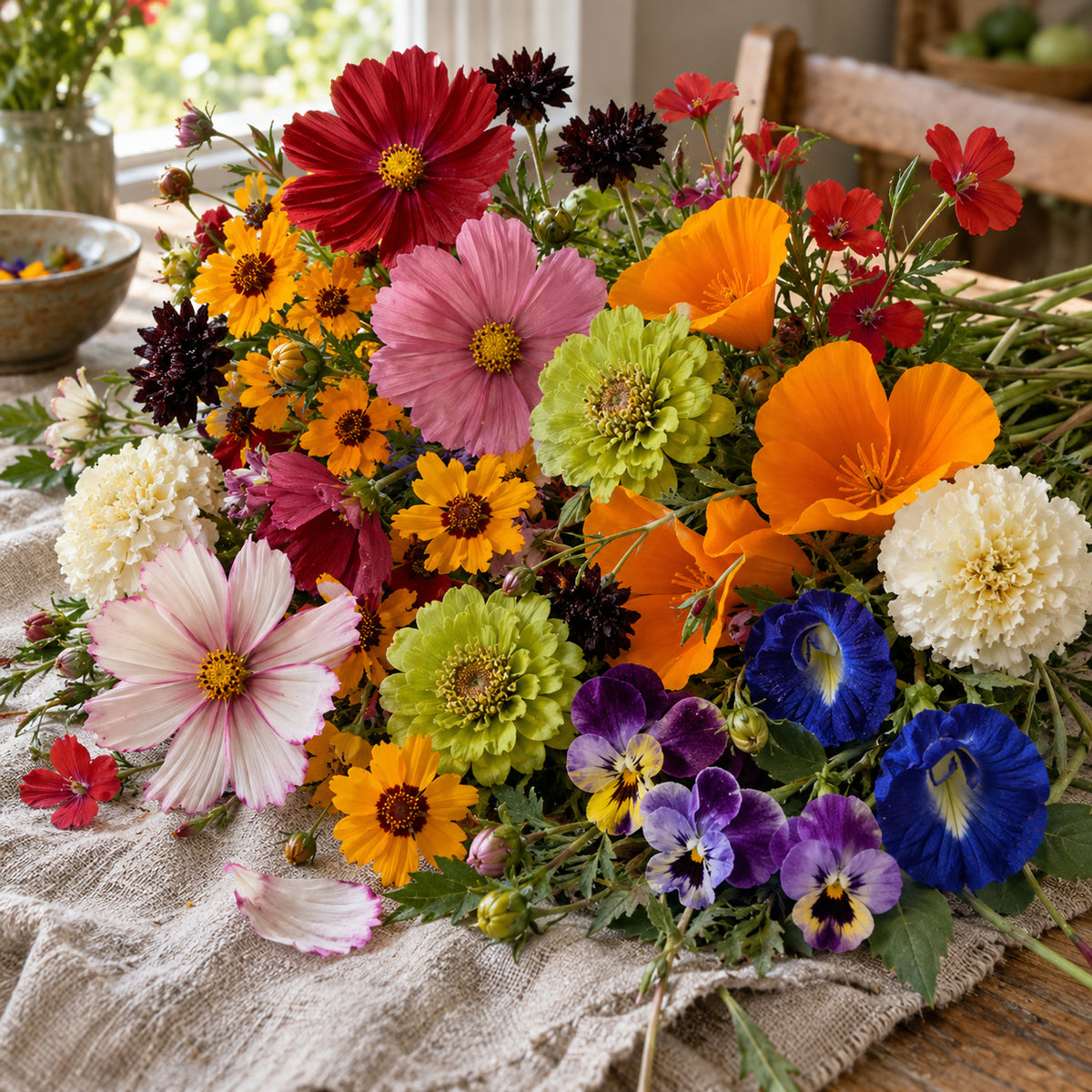 Colorful Flower Seed Bundle harvest up close