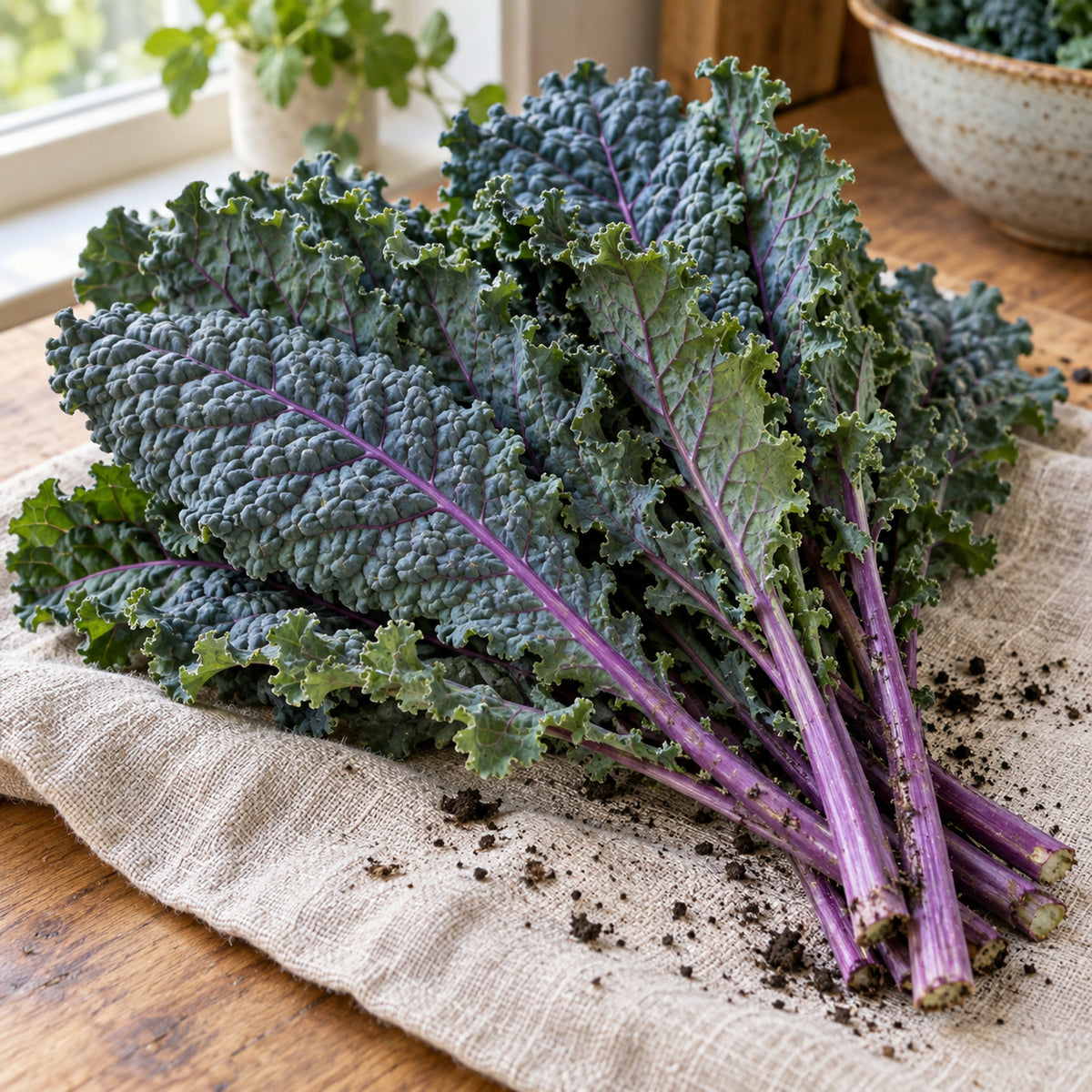 Dazzling Blue Kale Seeds harvest up close