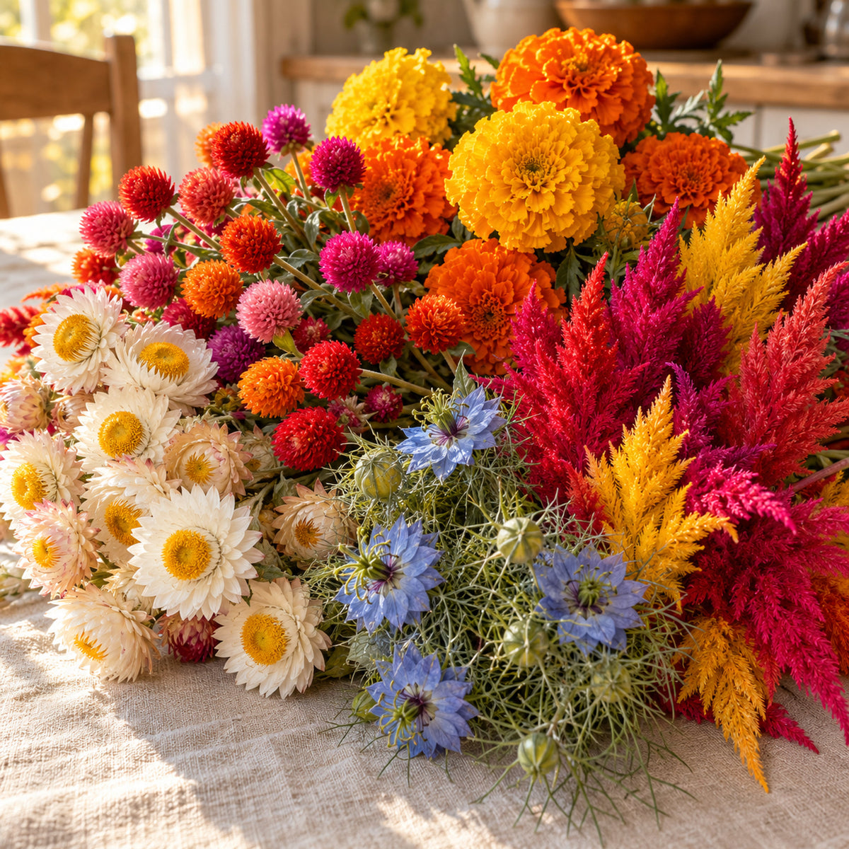 Dried Flower Garden Seed Bundle harvest up close