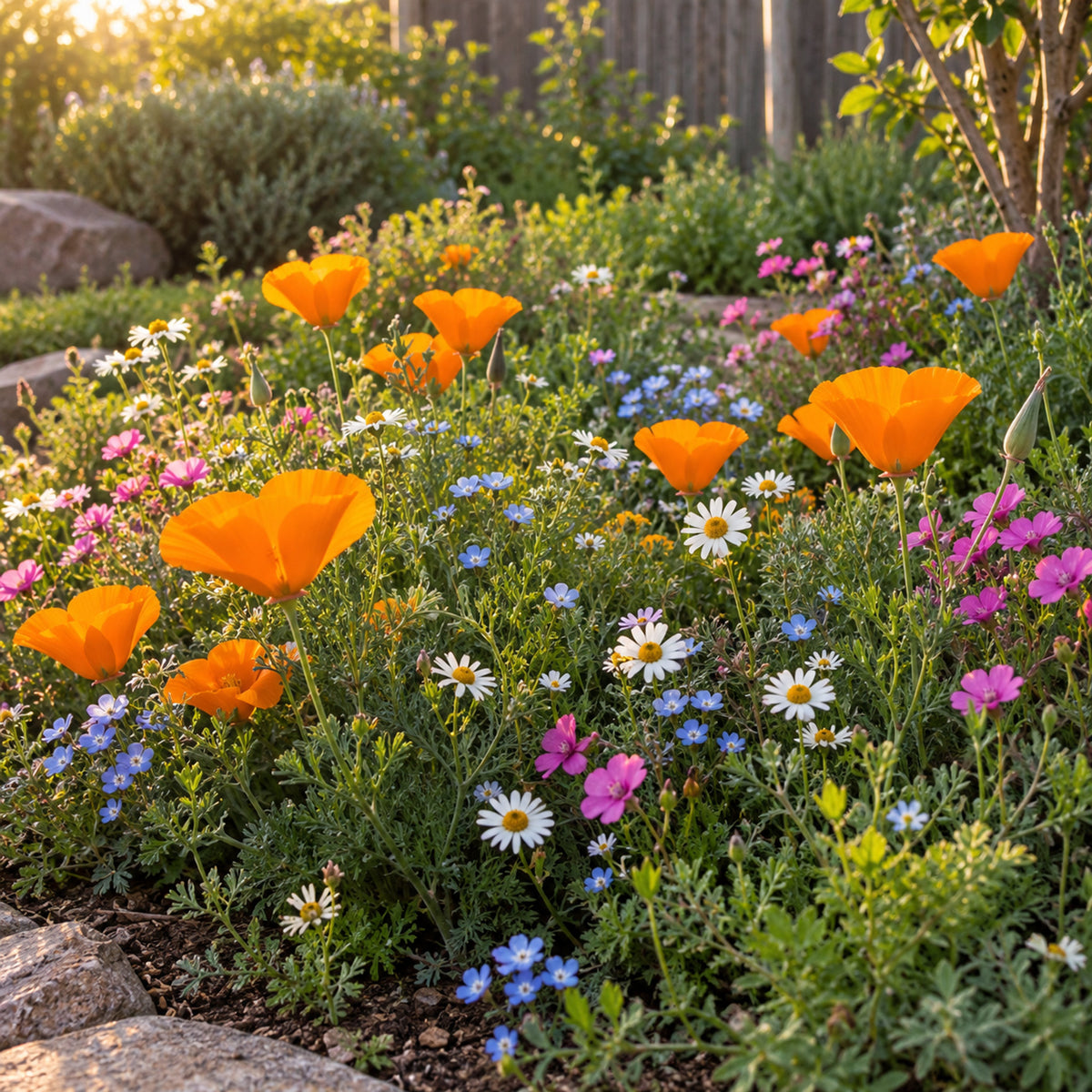 Fairy Meadow Wildflower Mix Seeds growing in a home garden