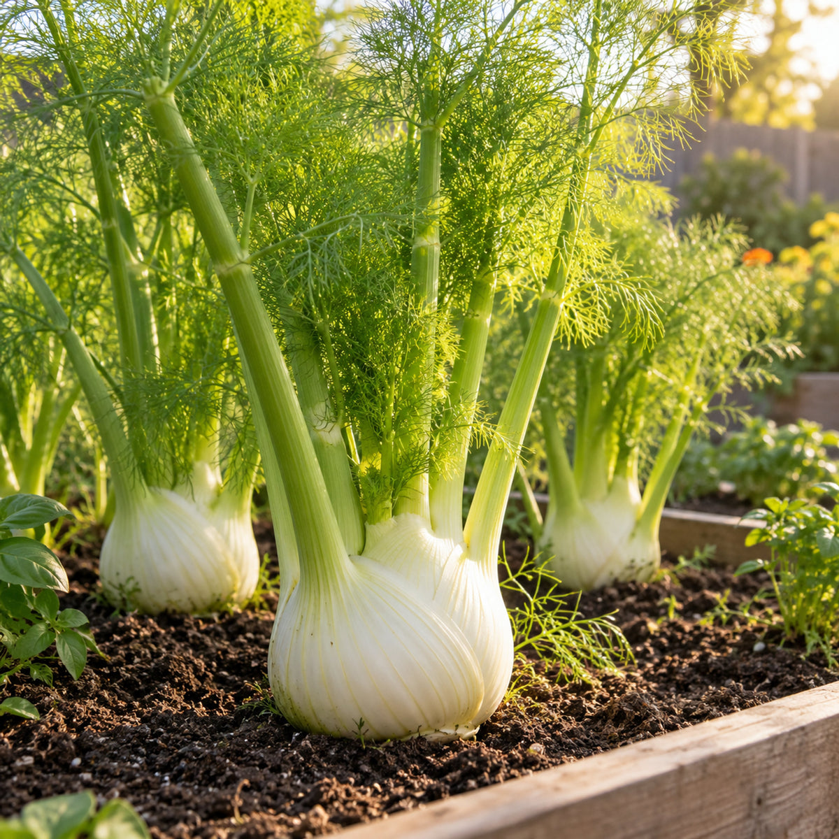 Finocchio Fennel Seeds growing in a home garden