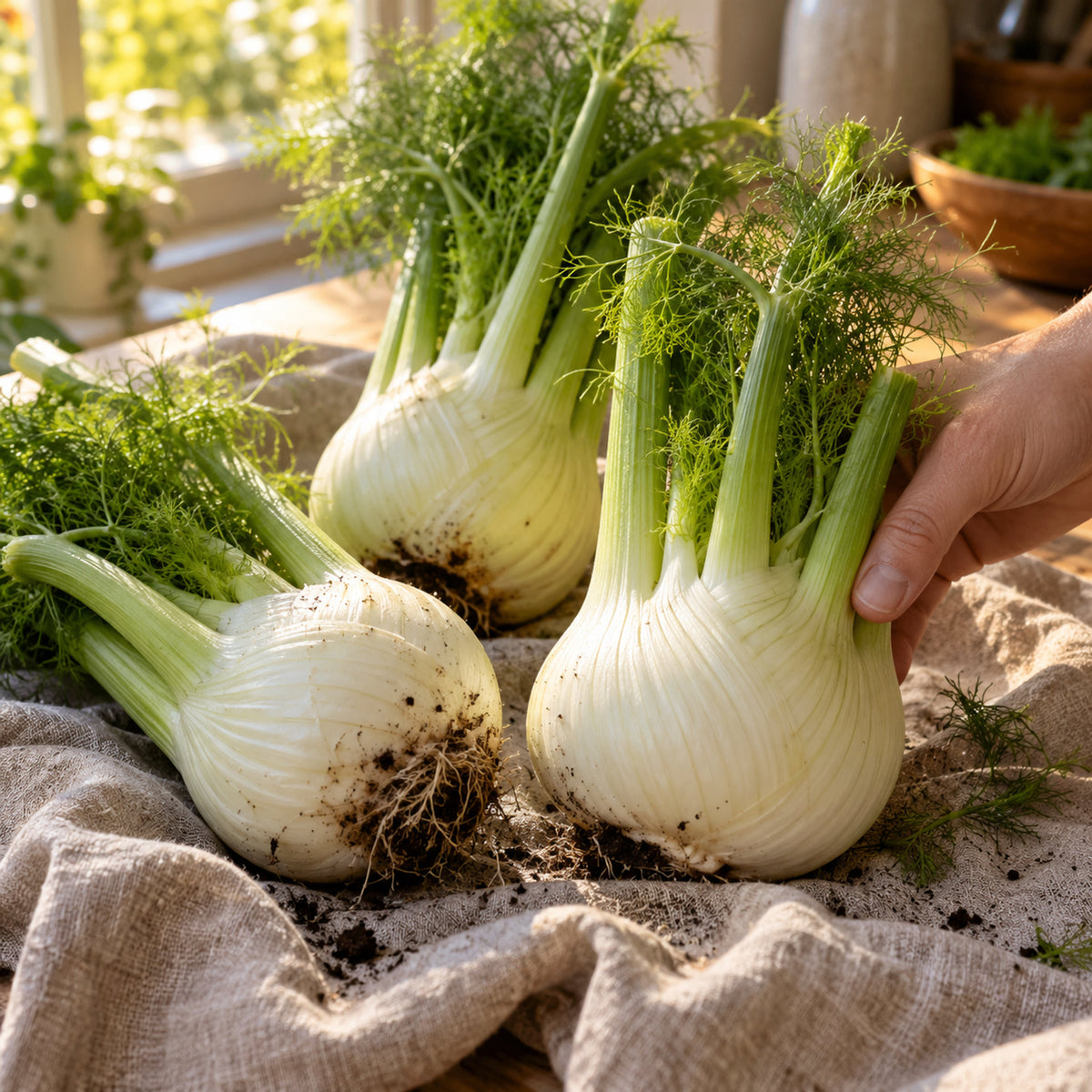 Finocchio Fennel Seeds harvest up close