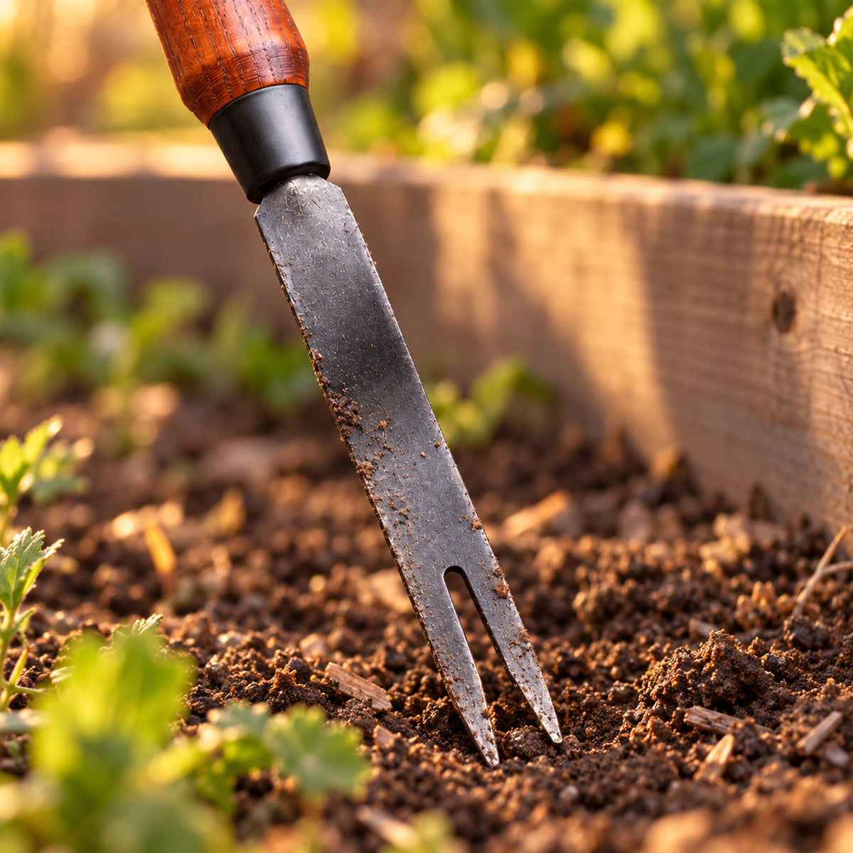 Fork-Tip Garden Weeder detail