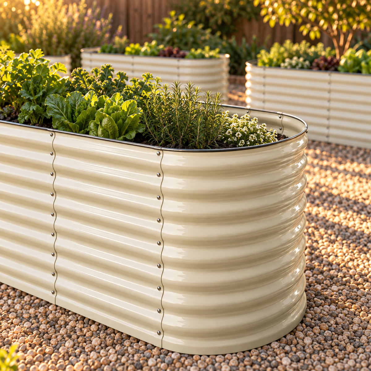 Four 32-Inch Modular Metal Raised Beds detail