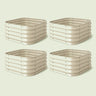 Four-Pack of Small Modular Metal Raised Beds, 14 Inches Tall on a soft green background