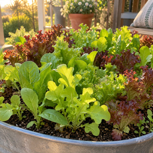 Gourmet Baby Greens Lettuce Blend Seeds growing in a home garden