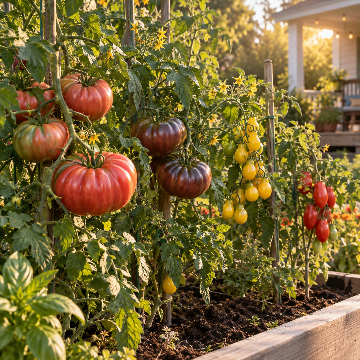 Heirloom Tomato Seed Bundle growing in a home garden