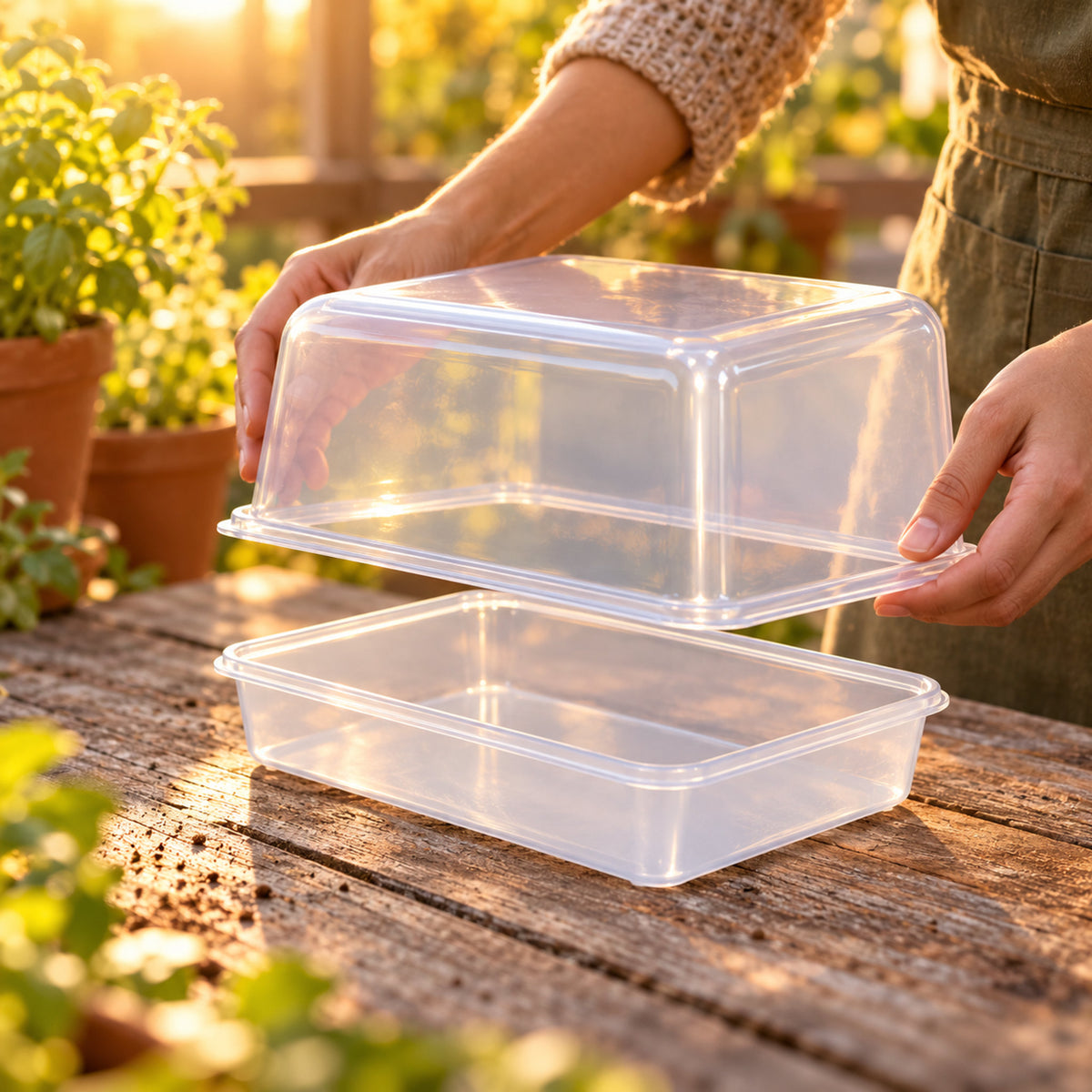 Humidity Domes And Bottom Trays 6 Cell in use in a home garden