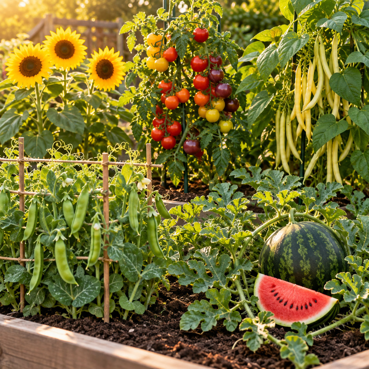 Kids First Garden Seed Bundle growing in a home garden