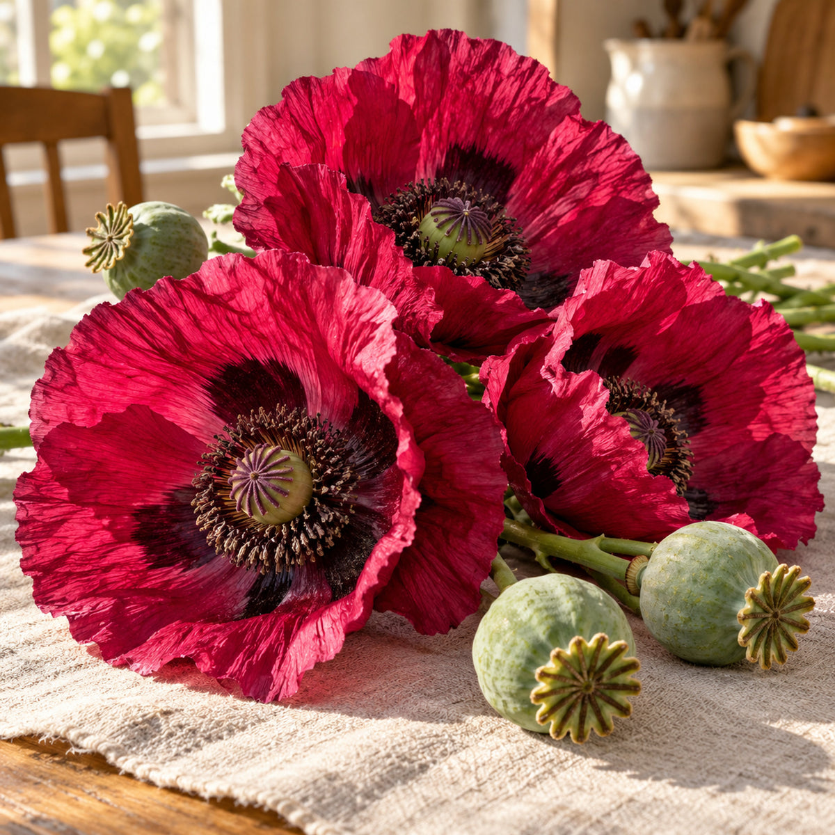 Laurens Grape Purple Poppy Seeds harvest up close