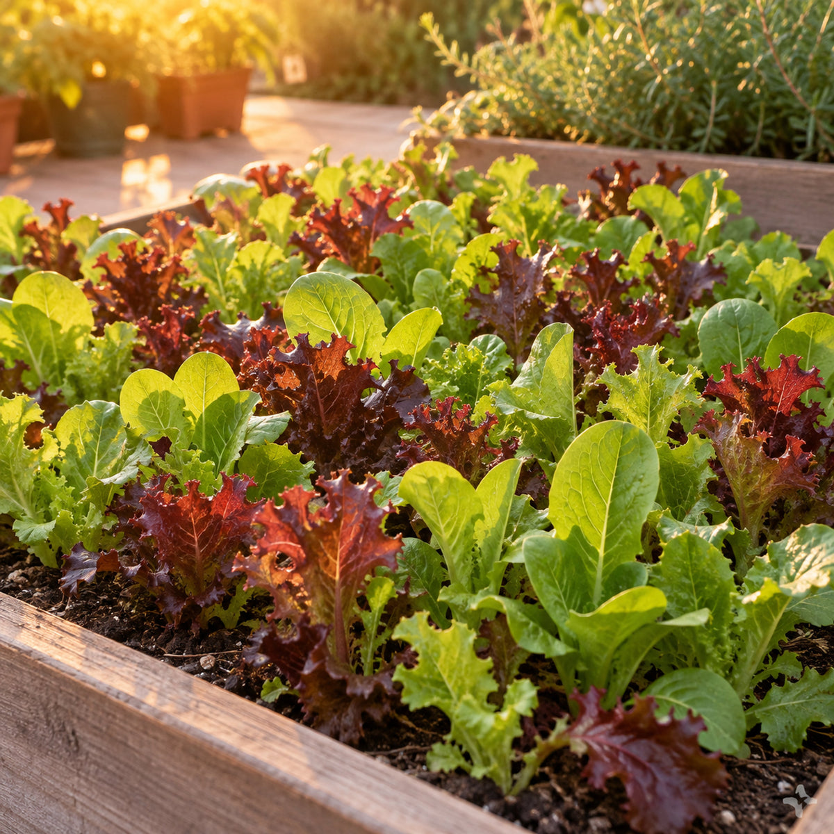 Market Day Mesclun Lettuce Mix Seeds growing in a home garden