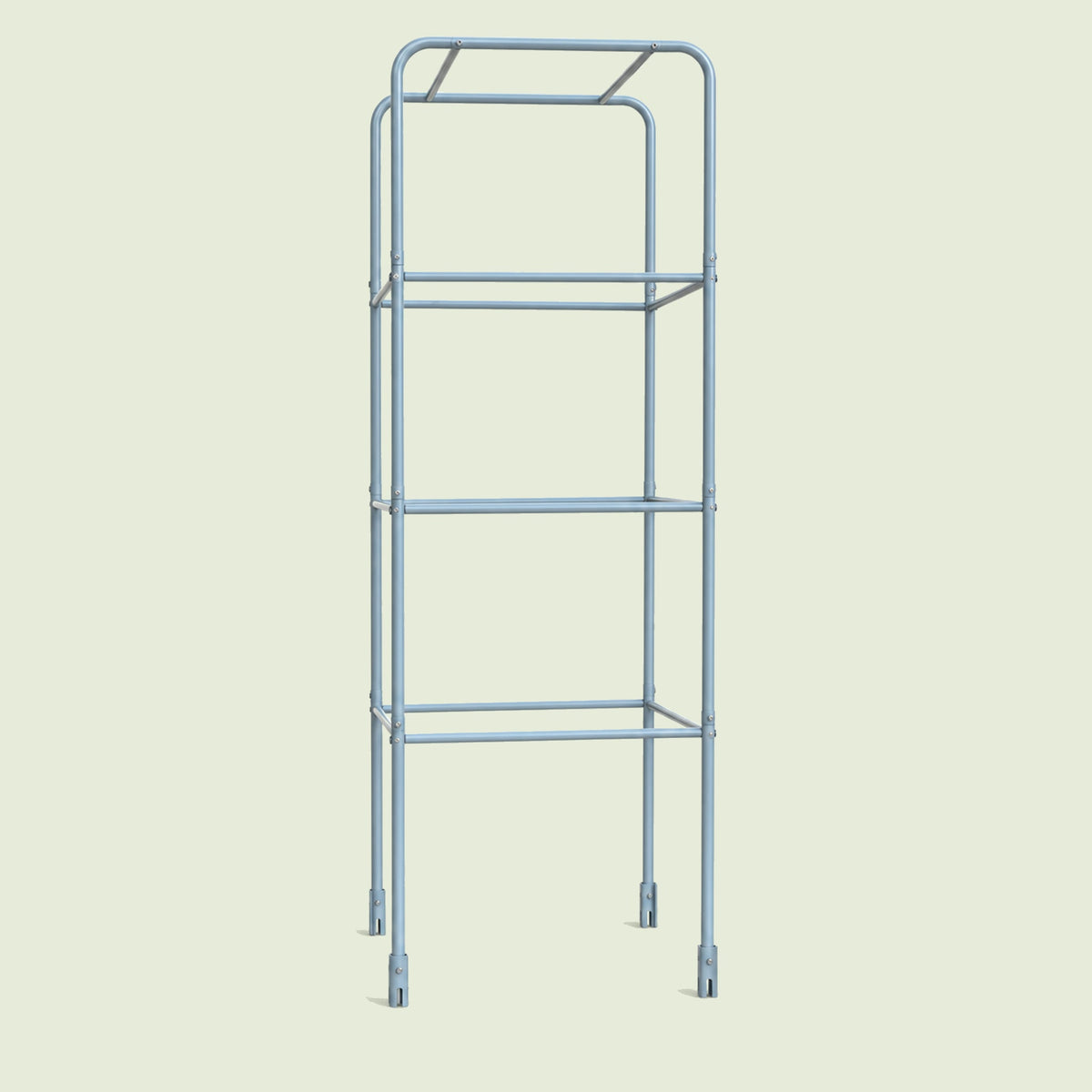 Metal Tomato Cage for Rolling Cube Planter on a soft green background