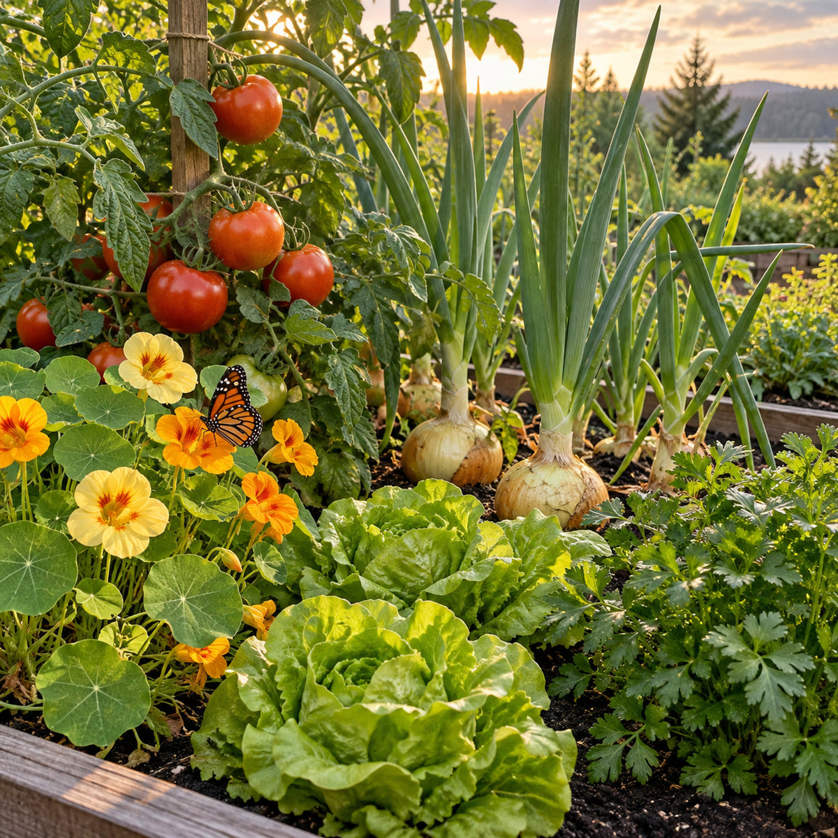 Pacific Northwest Garden Seed Bundle growing in a home garden