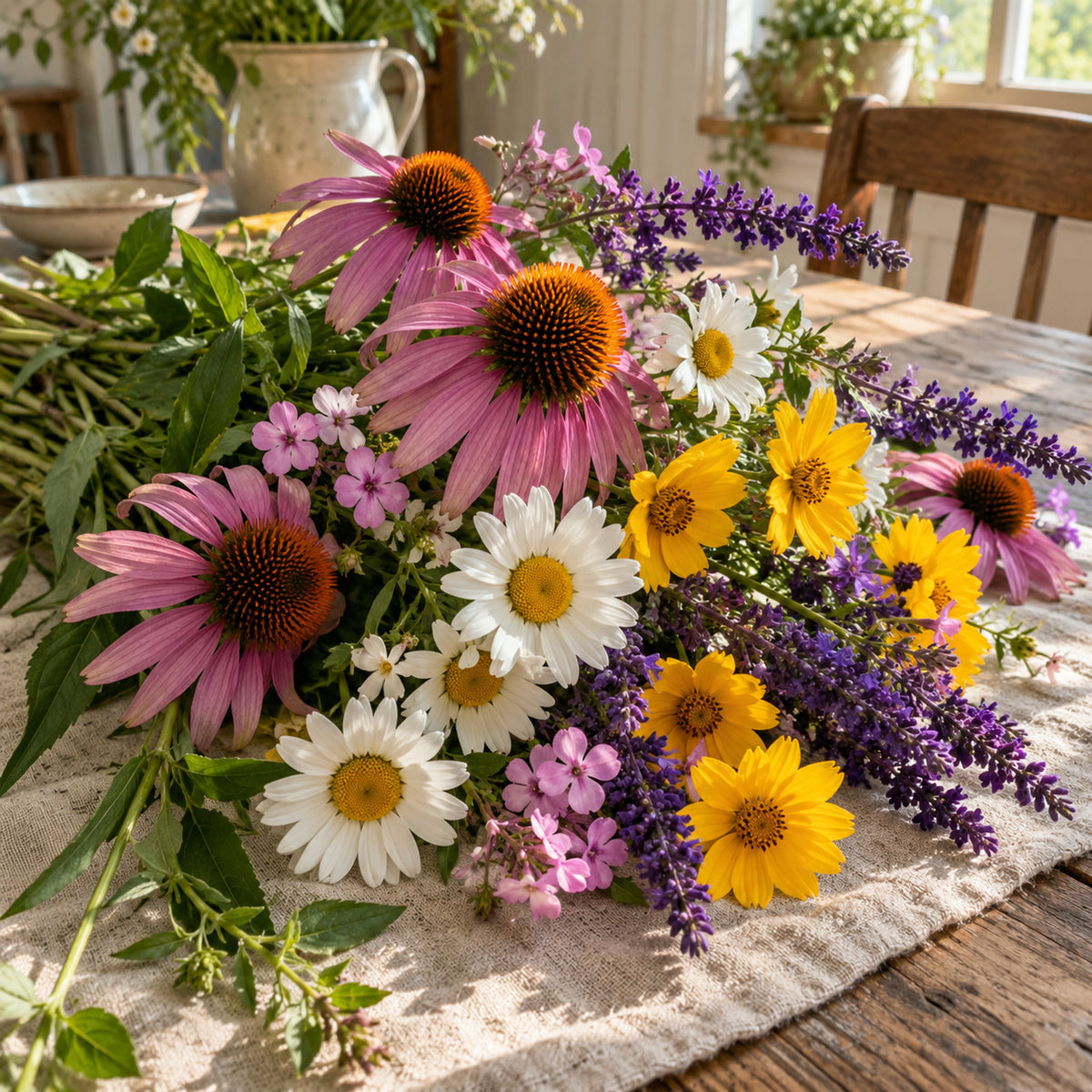 Perennial Bloom Flower Mix Seeds harvest up close
