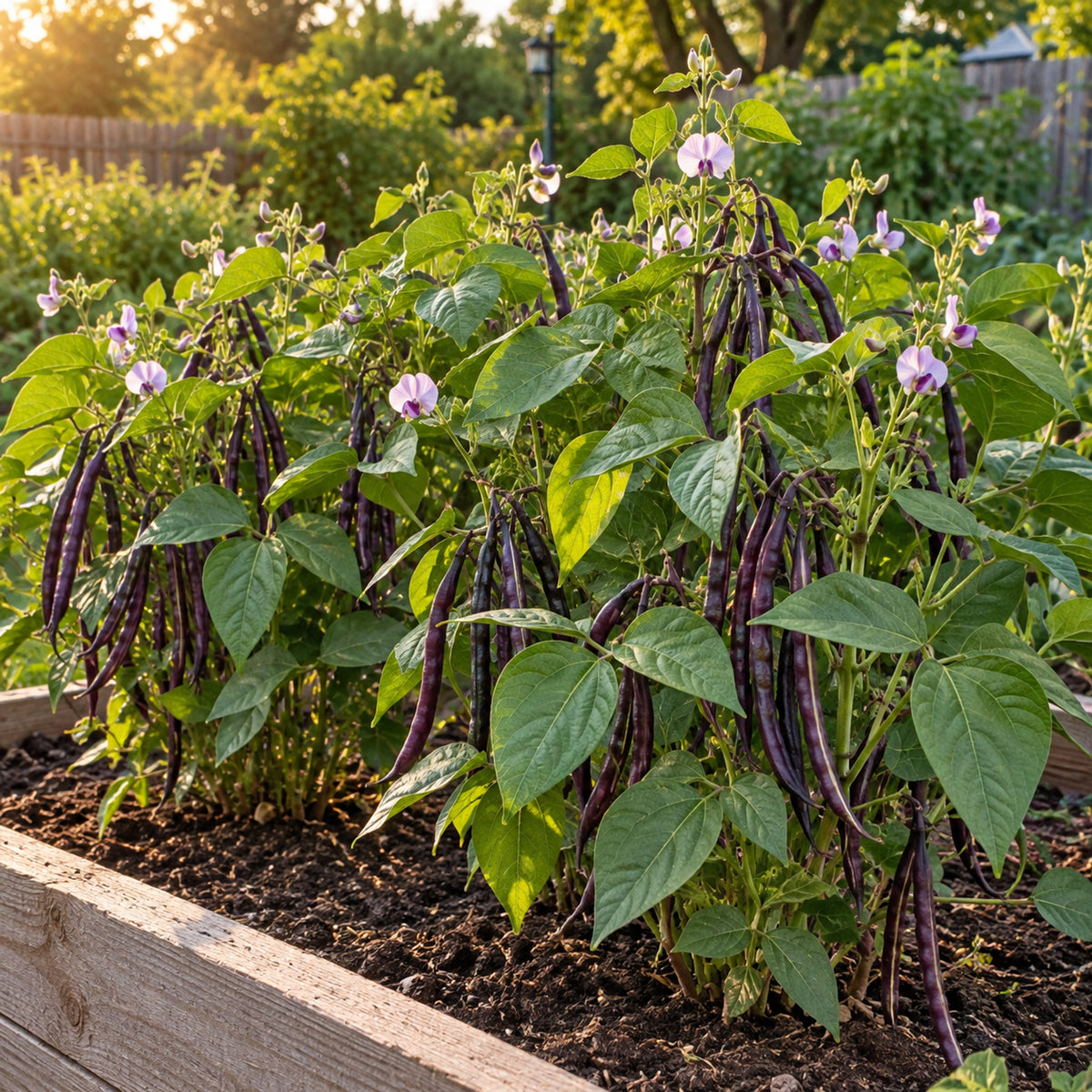 Pinkeye Purple Hull Cowpea Seeds growing in a home garden