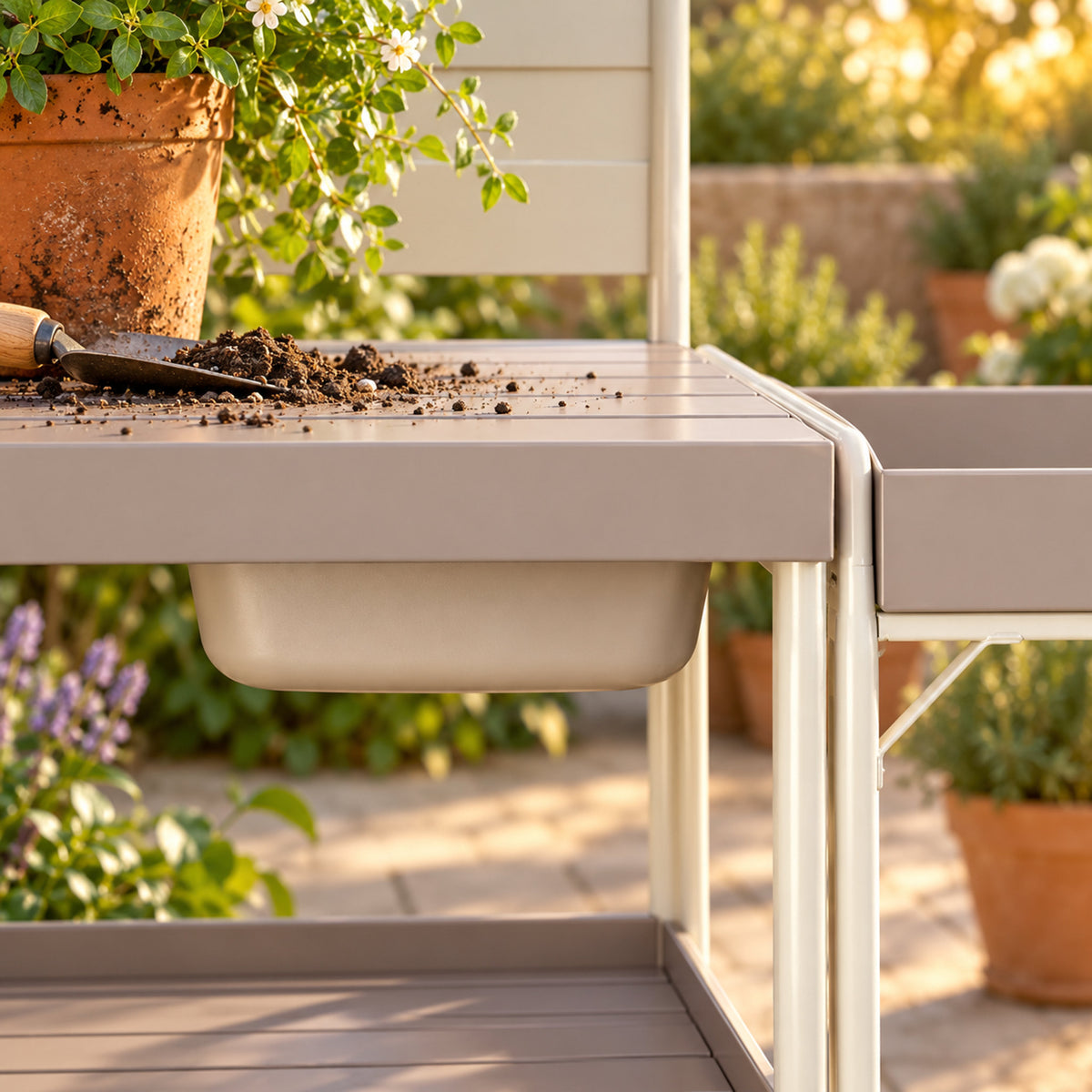 Potting Bench and Cart Set detail