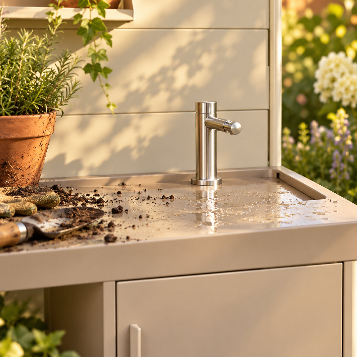Potting Bench and Sink Station Set detail
