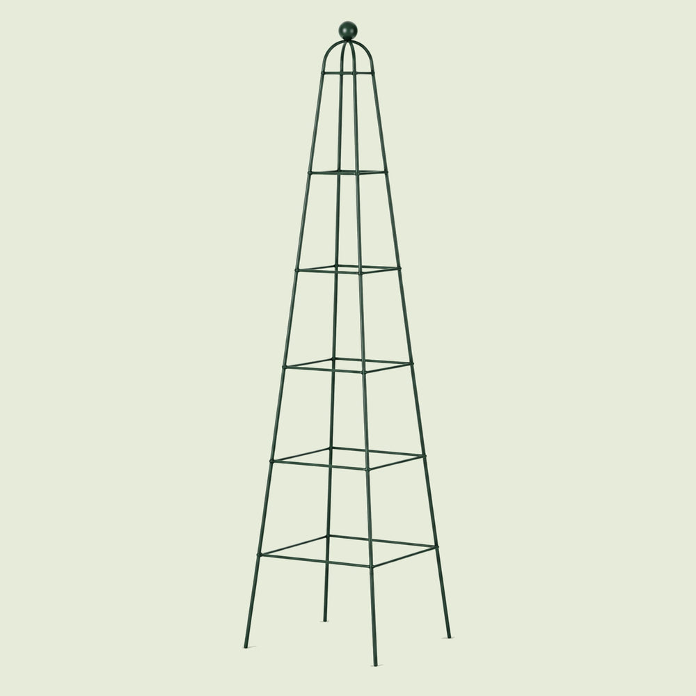 Pyramid Obelisk Garden Trellis, 7.8 Feet on a soft green background