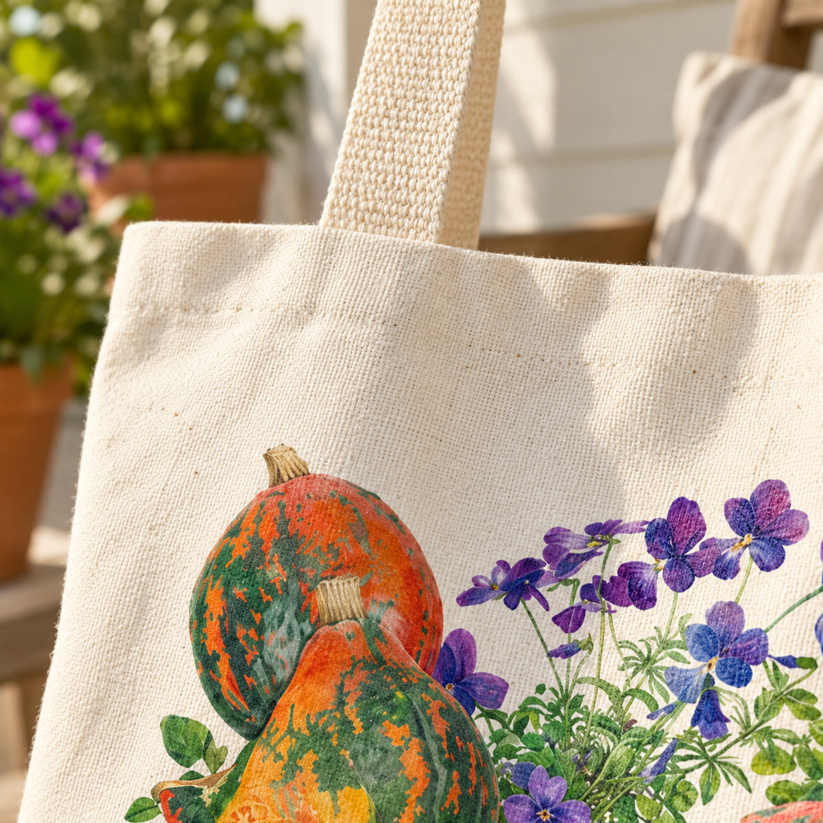 Recycled Cotton Garden Tote detail