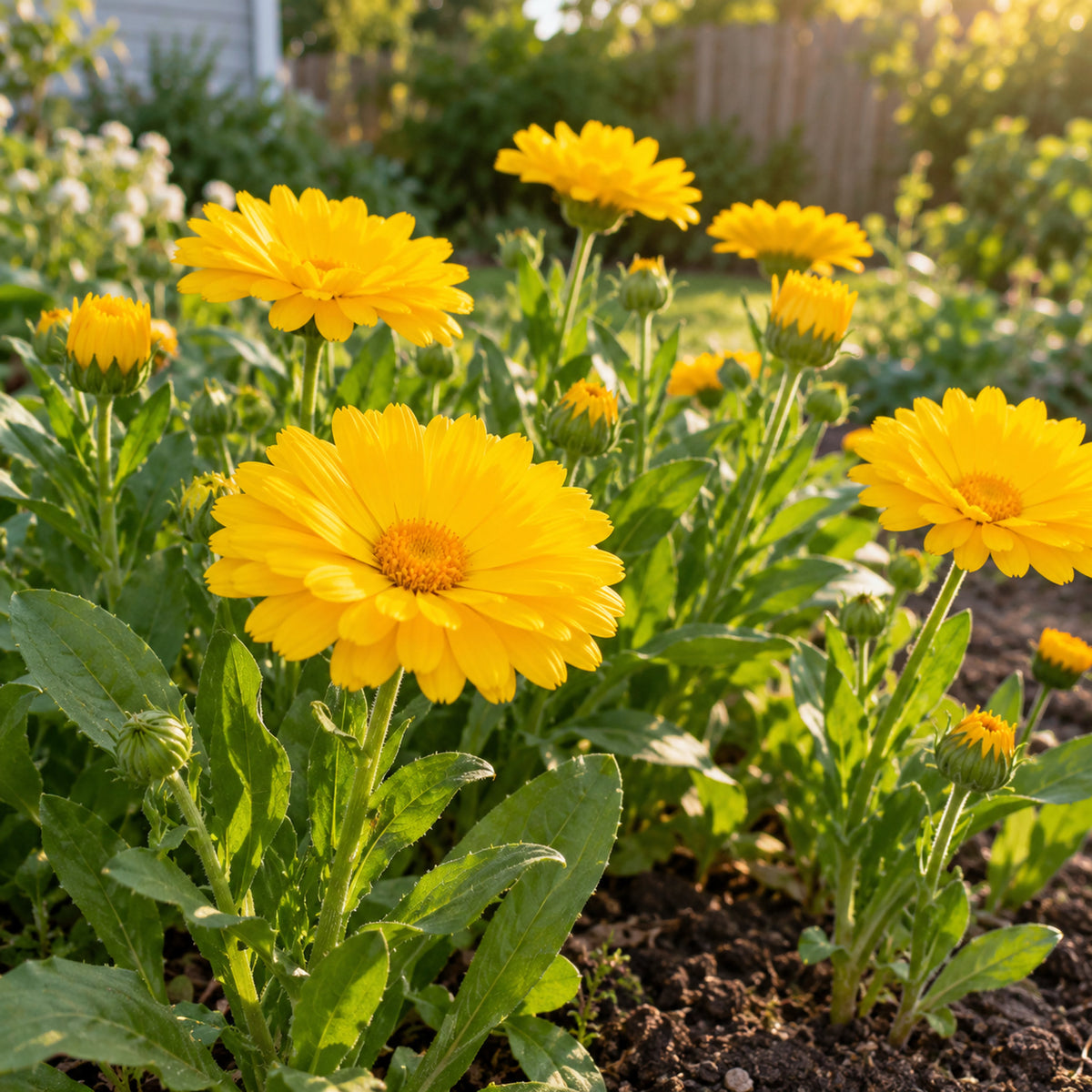 Resina Calendula Seeds growing in a home garden