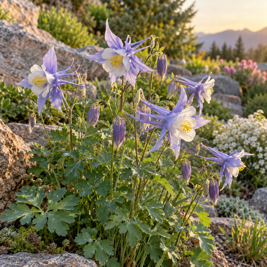 Rocky Mountain Blue Columbine Seeds growing in a home garden