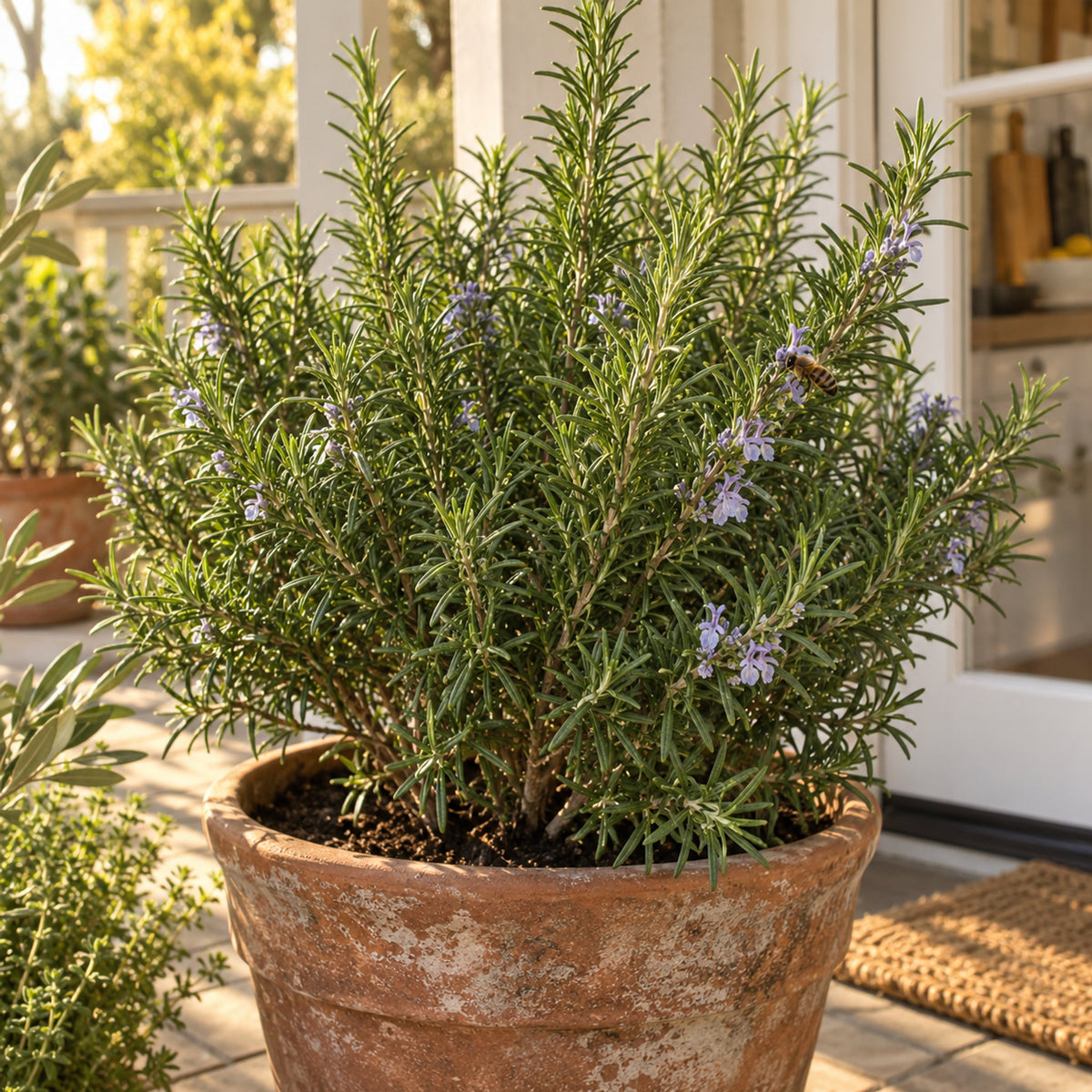 Rosemary Herb Seeds growing in a home garden