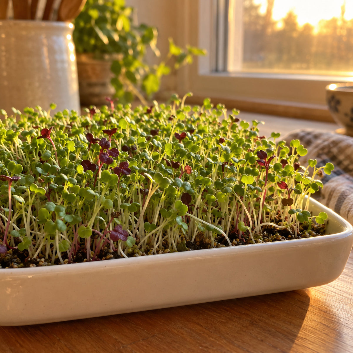 Salad Sprout Mix Seeds growing in a home garden