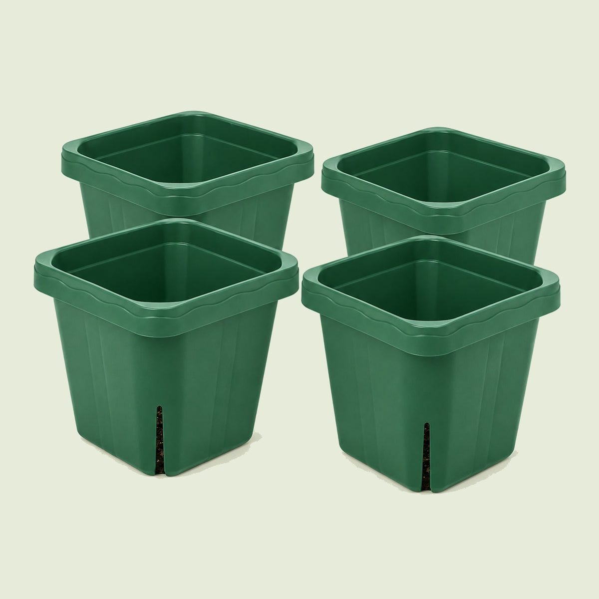 Seedling Pots, 5 x 5 Inches, 4 Pack on a soft green background
