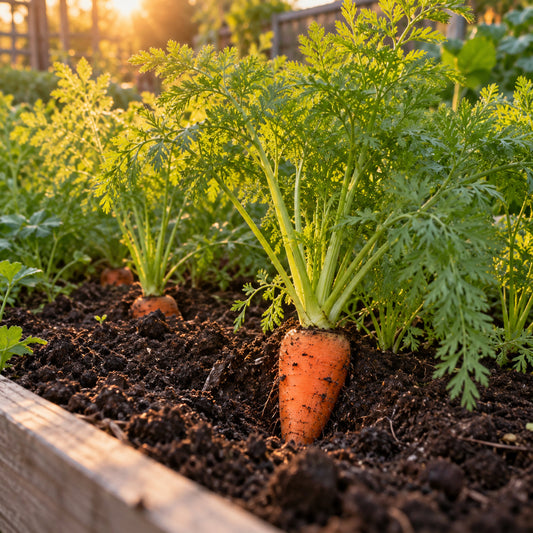 Shin Kuroda Carrot Seeds growing in a home garden