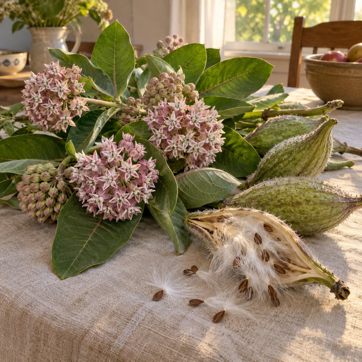 Showy Milkweed Seeds harvest up close