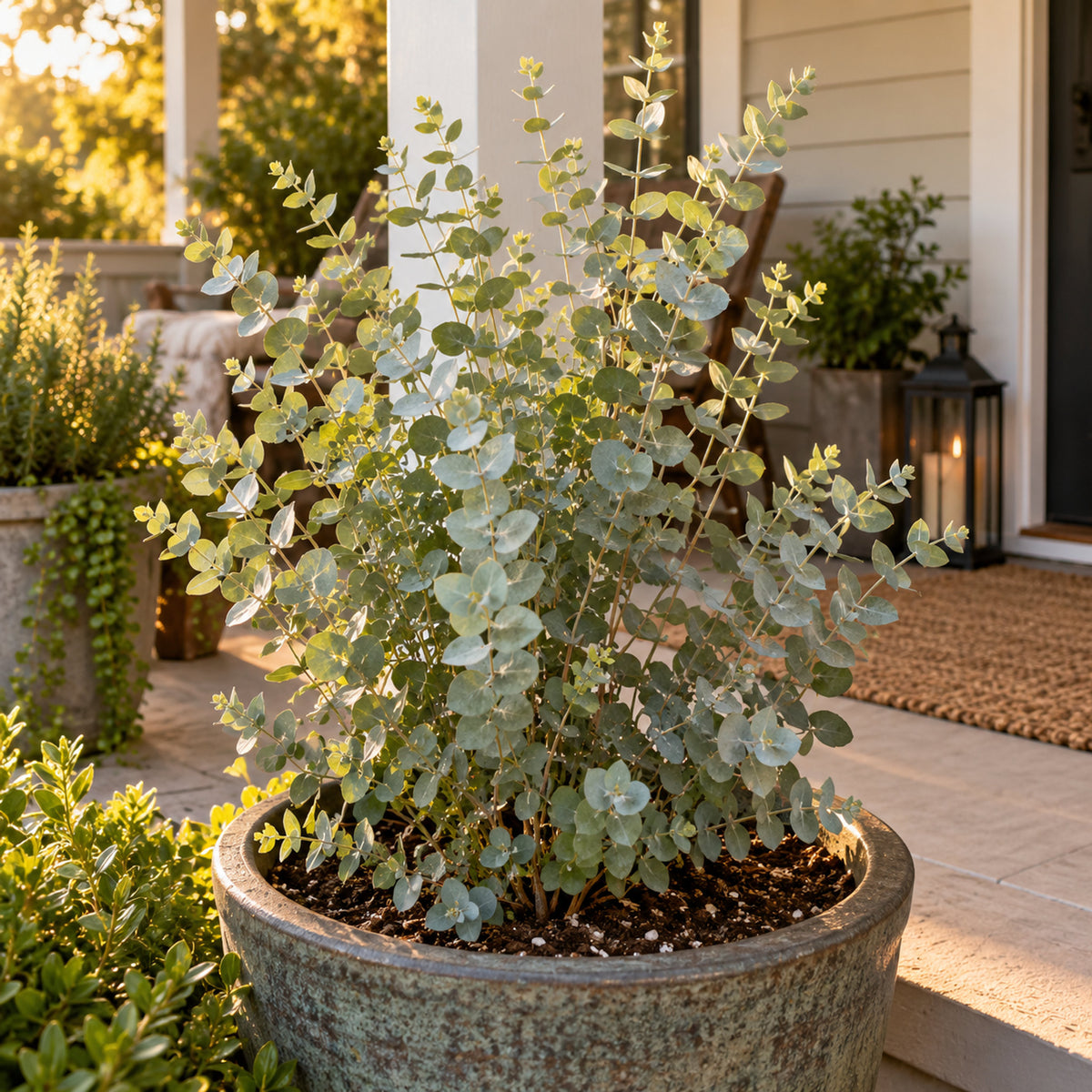 Silver Drop Eucalyptus Seeds growing in a home garden