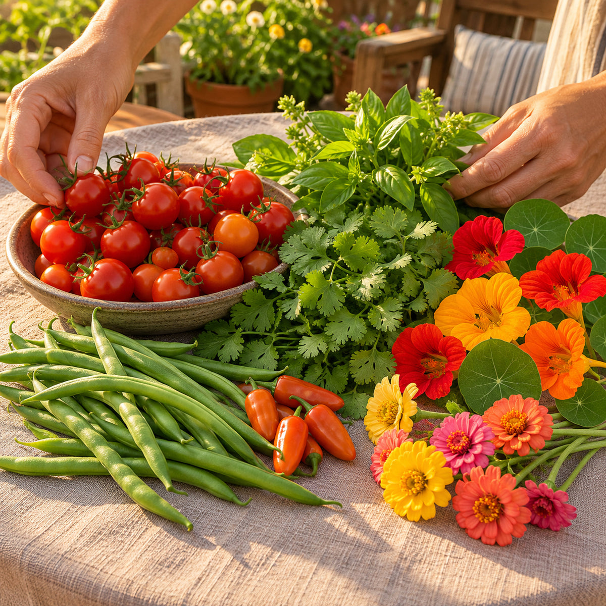 Small Space Vegetable and Flower Seed Mix harvest up close