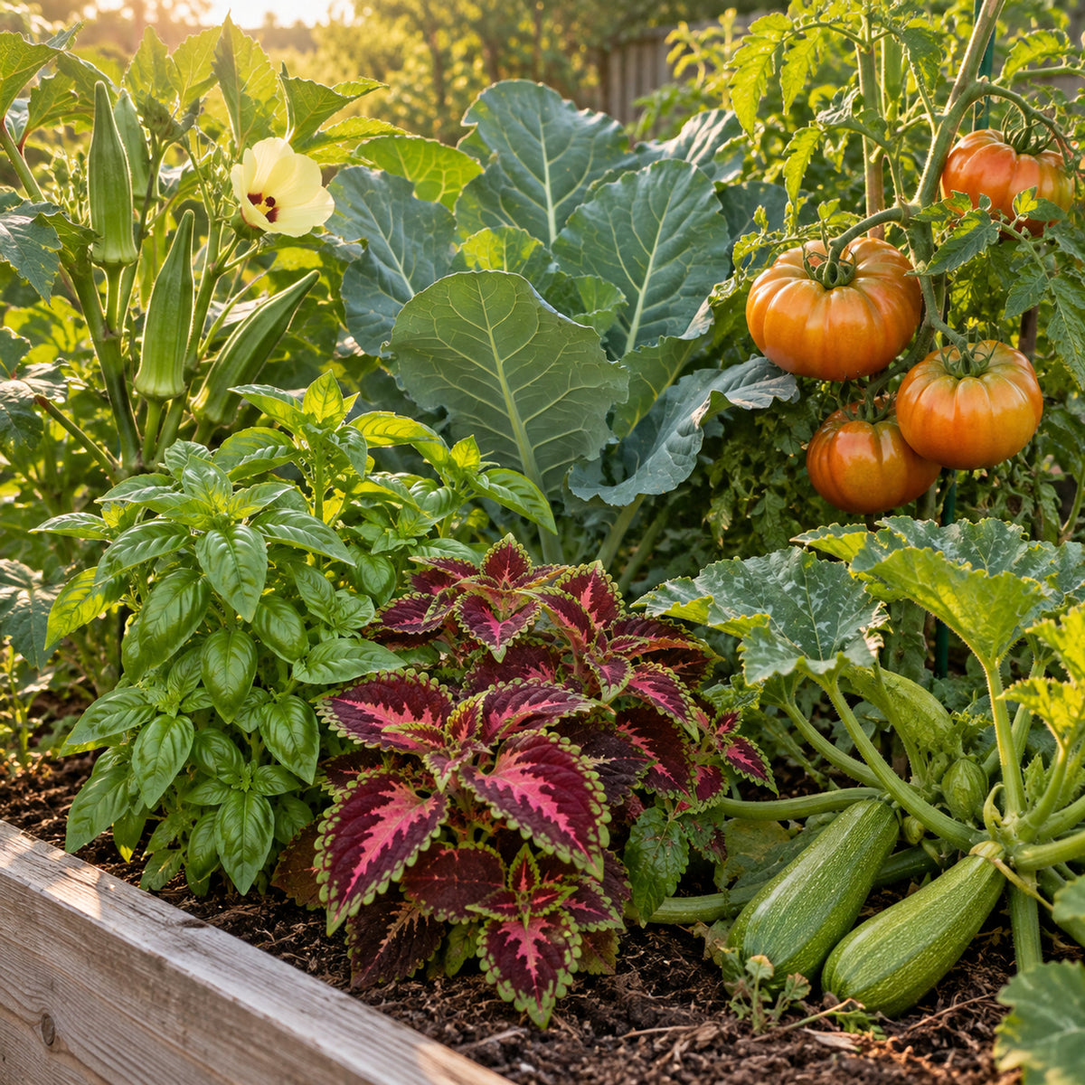 Southeast Garden Seed Bundle growing in a home garden