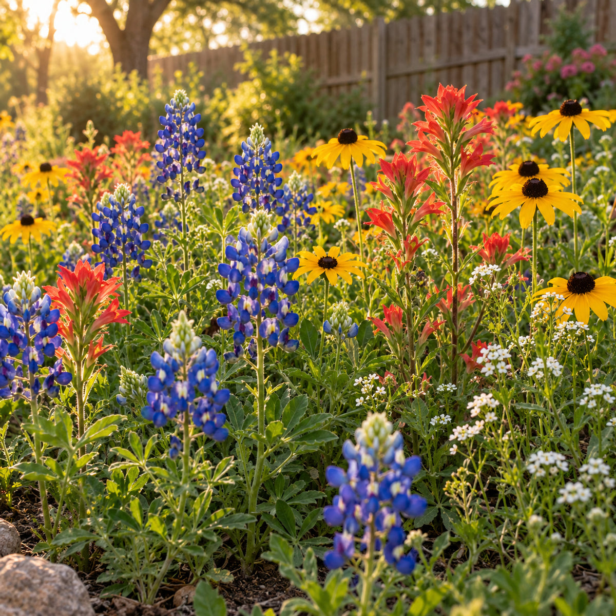 Southern Hills and Plains Wildflower Mix Seeds growing in a home garden