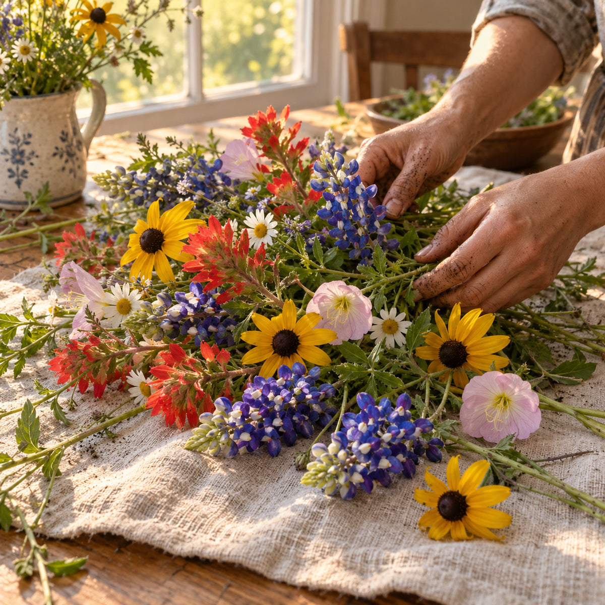 Southern Plains Flower Mix Seed Shaker harvest up close